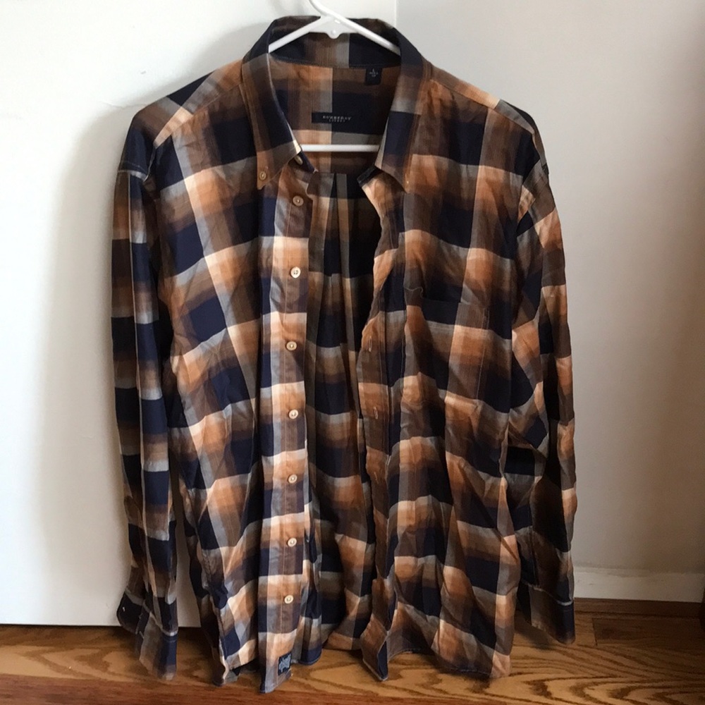Burberry London button down plaid shirt large just  too big for me